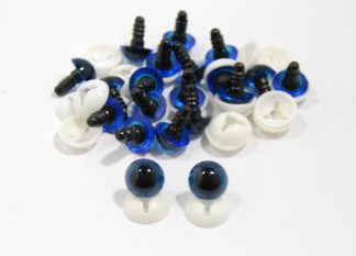 Pack of 10 Pairs - 15mm BLUE Transparent Eyes with Plastic Backs