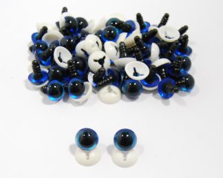 Pack of 25 Pairs - 18mm BLUE Transparent Eyes with Plastic Backs