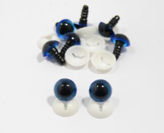 Pack of 4 Pairs - 15mm BLUE Transparent Eyes with Plastic Backs