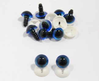 Pack of 5 Pairs - 18mm BLUE Transparent Eyes with Plastic Backs