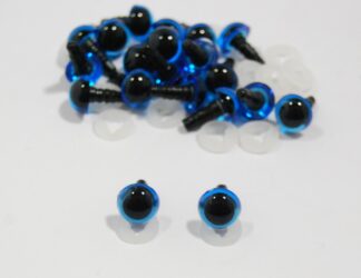 Pack of 10 Pairs - 9mm BLUE Transparent Eyes with Plastic Backs