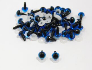 Pack of 50 Pairs - 9mm BLUE Transparent Eyes with Plastic Backs
