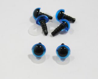 Pack of 3 Pairs - 9mm BLUE Transparent Eyes with Plastic Backs
