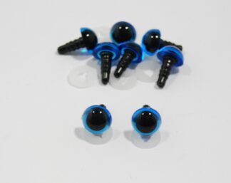 Pack of 4 Pairs - 9mm BLUE Transparent Eyes with Plastic Backs