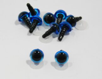 Pack of 5 Pairs - 9mm BLUE Transparent Eyes with Plastic Backs