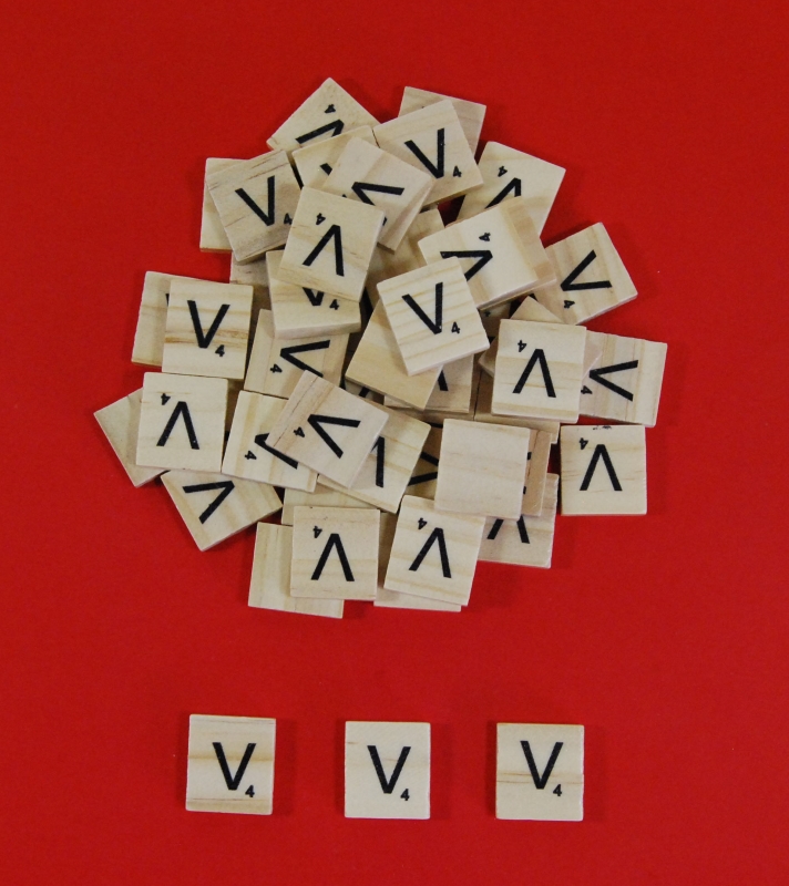 Pack of 20 - Letter 'V' Scrabble Wooden Tiles