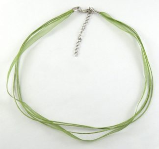 Pack of 50 - Green 430mm x 6mm Organza Ribbon & Cotton Wax Cord Necklaces