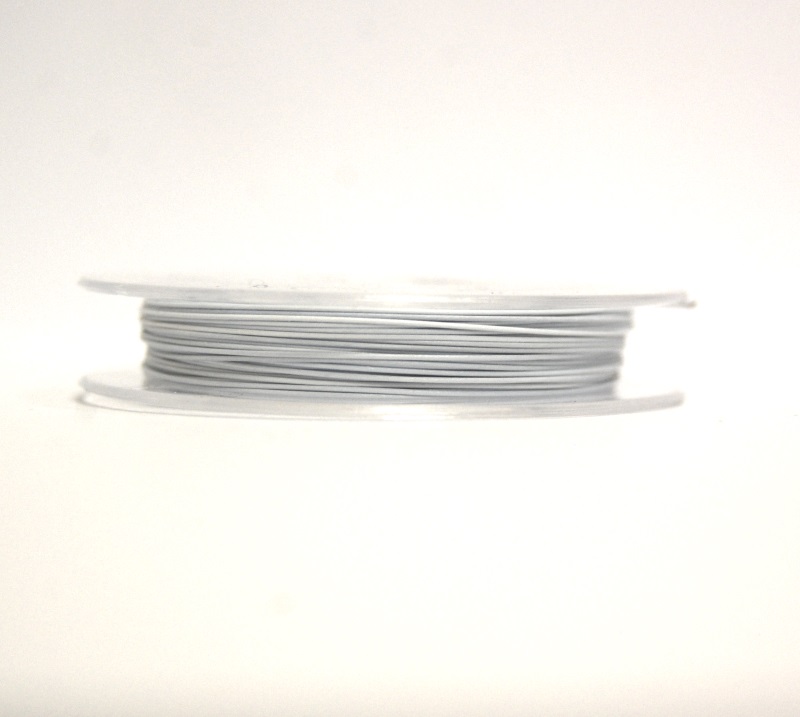 Pack of 1 Roll - 0.38mm x 10m White Smoke Steel Tiger Tail Beading Wire
