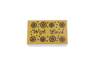 Wooden Mounted Ink Stamper - With Love - 6cm x 4cm