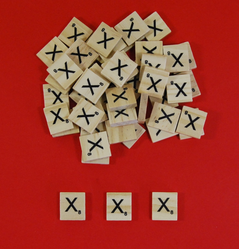 Pack of 10 - Letter 'X' Scrabble Wooden Tiles