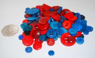 Pack of 50g - RED & BLUE Buttons - Mixed Sizes 11mm to 25mm