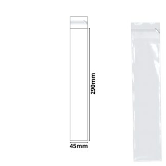 Slim Scrunchie Bookmark - 45mm x 290mm + 30mm Self Seal Flap - Cellophane Clear Display Bags 40 Micron - Medium Cello