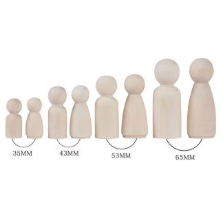 Pack of 10 - 35mm Female - Wooden People Unfinished Family - Male & Female - DIY/ Arts & Crafts/ Weddings