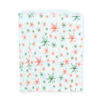 5" x 7" Star Burst Red & Green Paper Sweet Party Bags