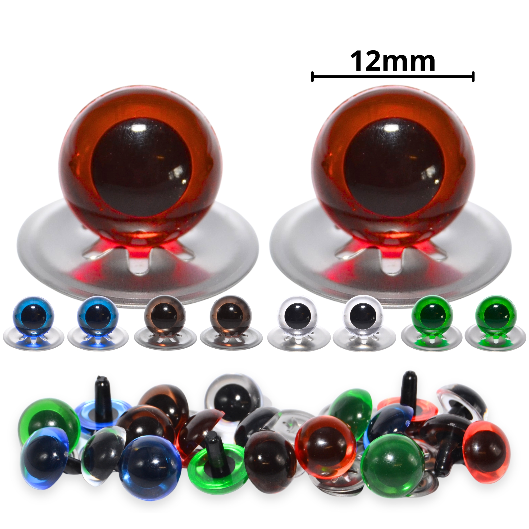 12mm Transparent Mixed Crystal Eyes with Metal Backs