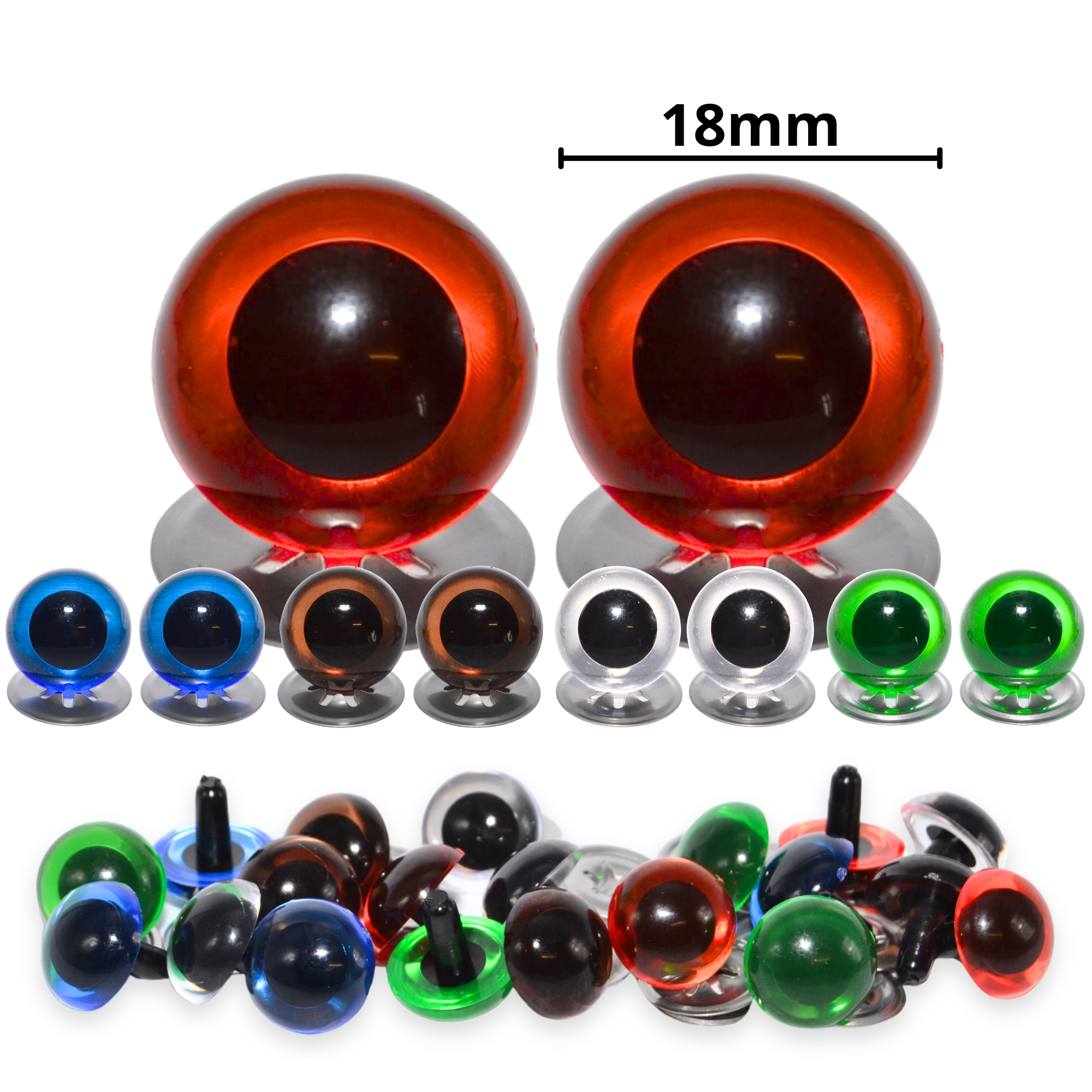 18mm Transparent Mixed Crystal Eyes with Metal Backs