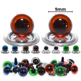 9mm Transparent Mixed Crystal Eyes with Metal Backs