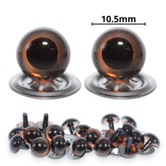 10.5mm Transparent Brown Crystal Eyes with Metal Backs