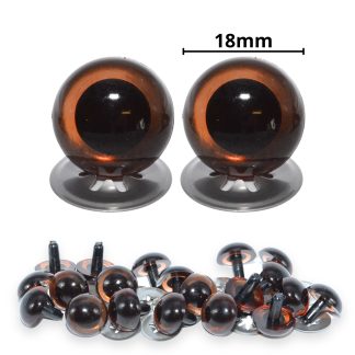 18mm Transparent Brown Crystal Eyes with Metal Backs