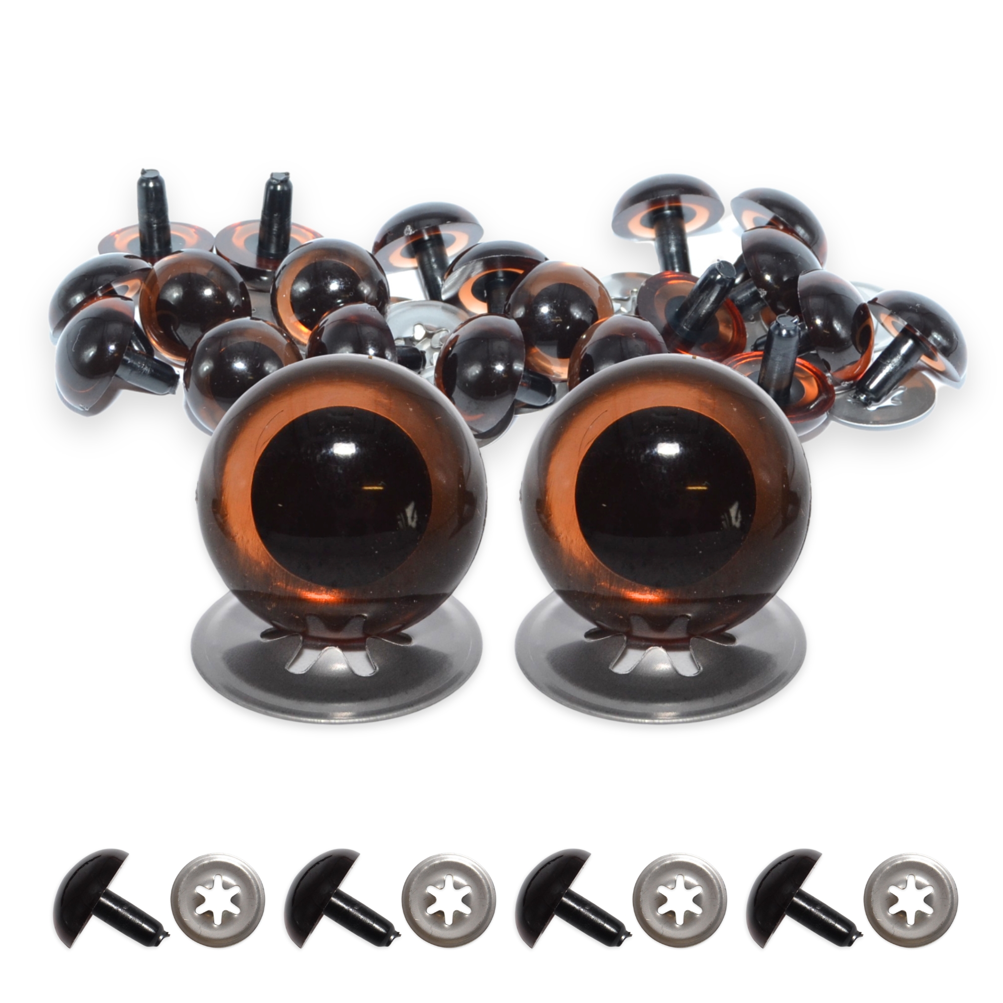 10.5mm Transparent Brown Crystal Eyes with Metal Backs - Image 2