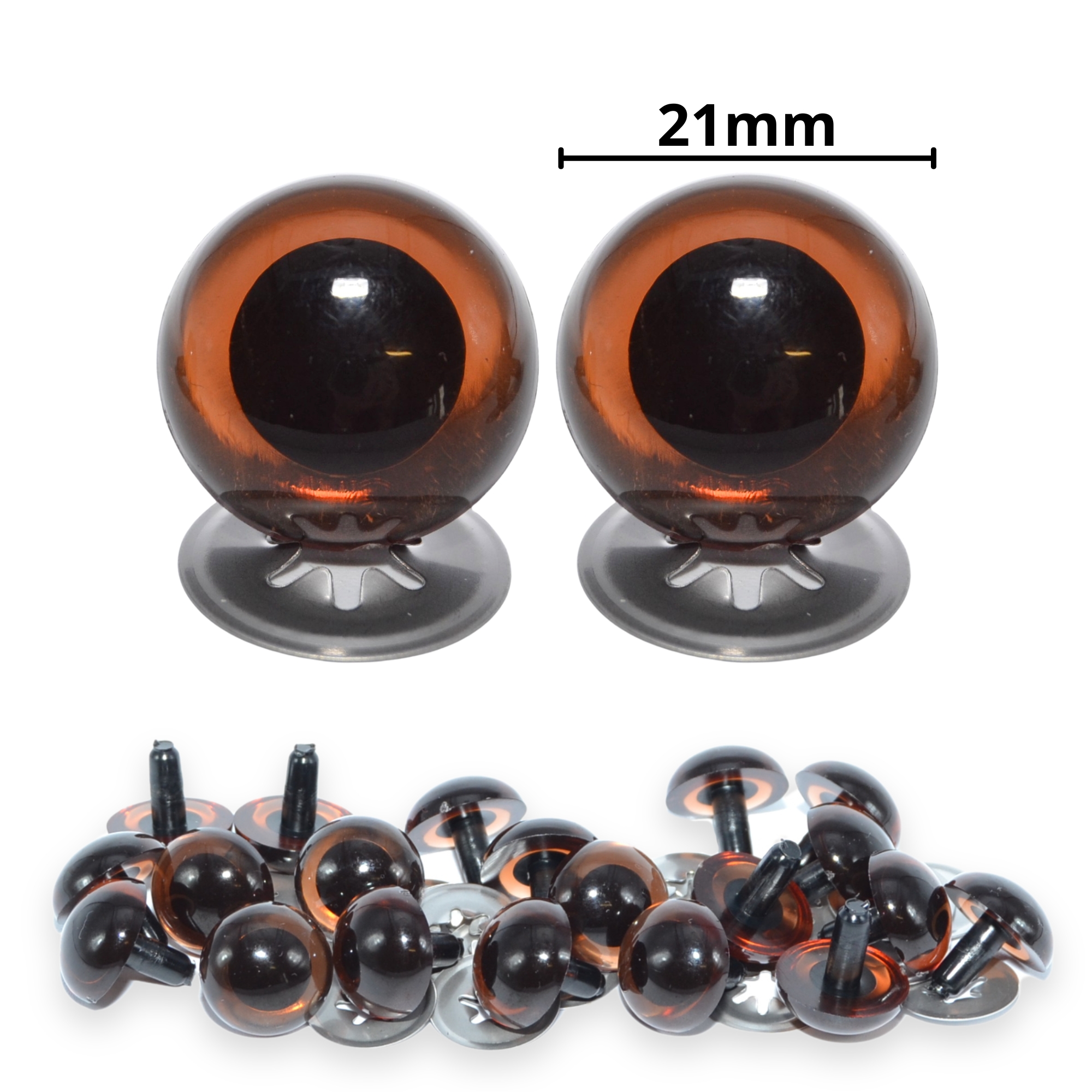 21mm Transparent Brown Crystal Eyes with Metal Backs