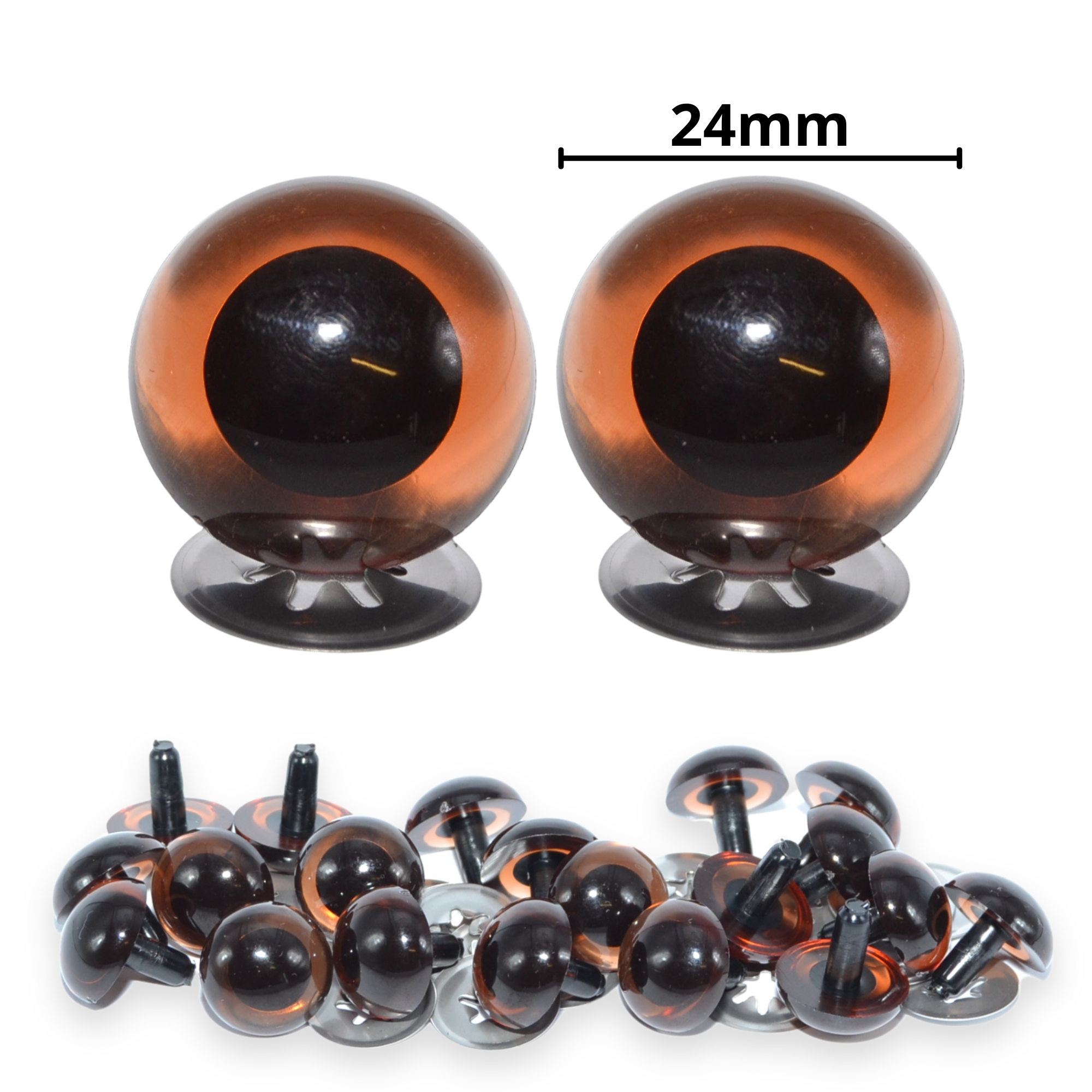 24mm Transparent Brown Crystal Eyes with Metal Backs