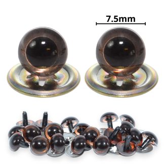 7.5mm Transparent Brown Crystal Eyes with Metal Backs
