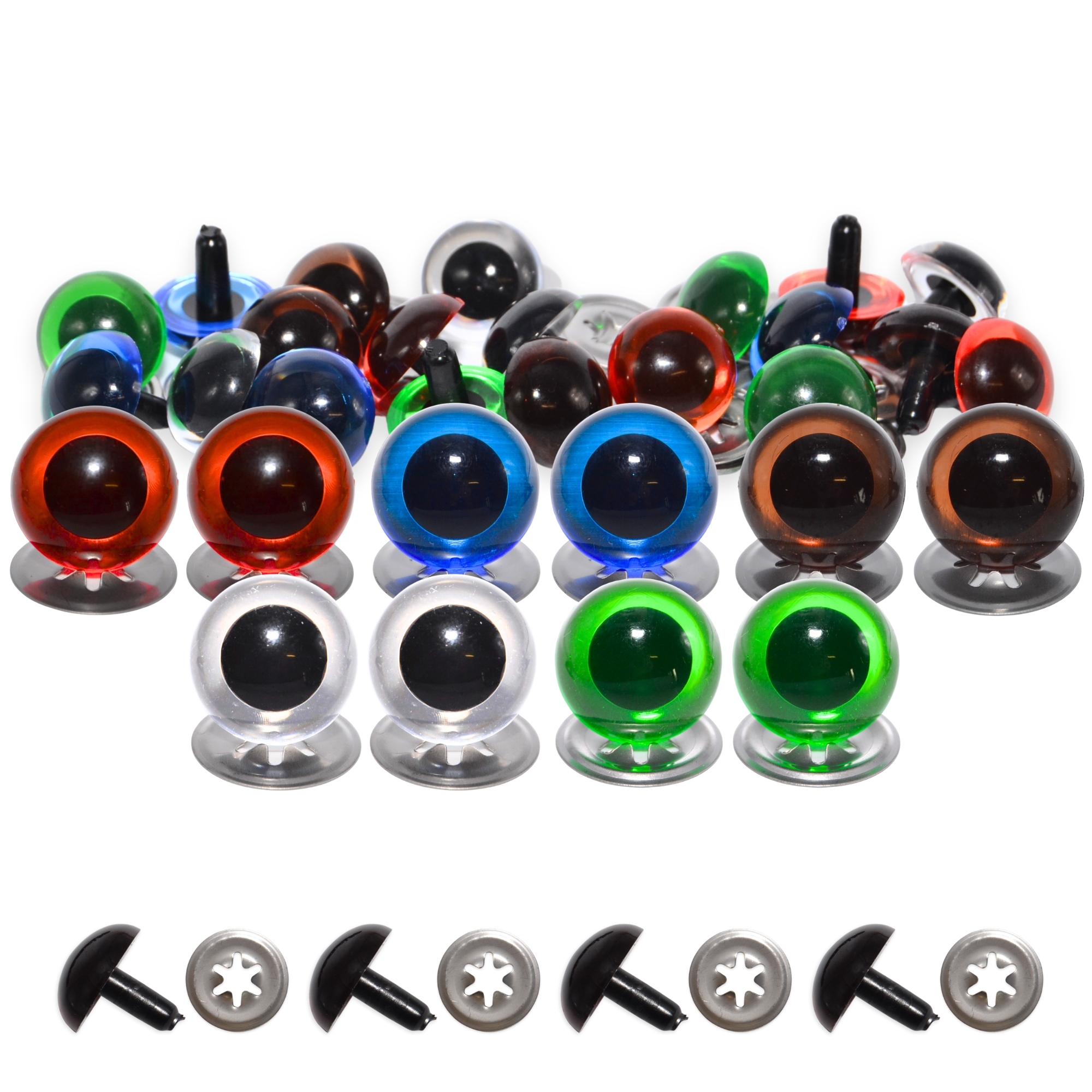 18mm Transparent Mixed Crystal Eyes with Metal Backs - Image 2