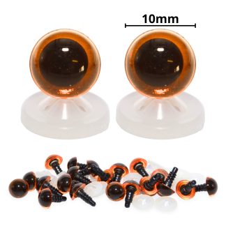 10mm Transparent Light Amber Eyes with Plastic Backs