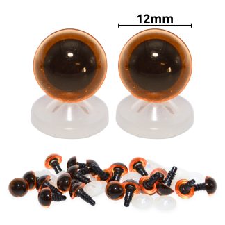12mm Transparent Light Amber Eyes with Plastic Backs