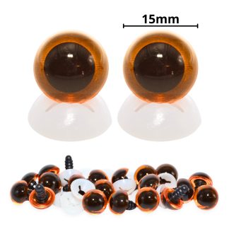 15mm Transparent Light Amber Eyes with Plastic Backs