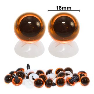 18mm Transparent Light Amber Eyes with Plastic Backs