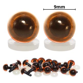 9mm Transparent Light Amber Eyes with Plastic Backs