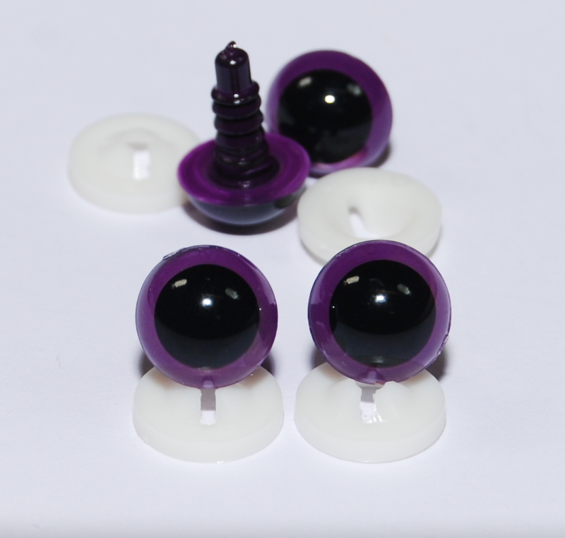 Pack of 2 Pairs - 12mm Purple Dome Eyes with Plastic Backs