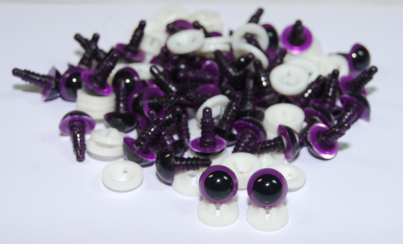 Pack of 25 Pairs - 12mm Purple Dome Eyes with Plastic Backs