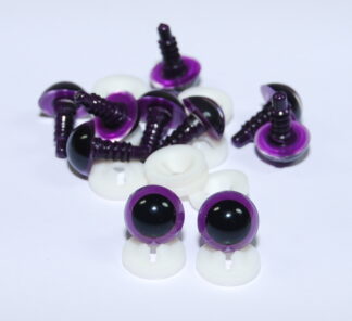 Pack of 5 Pairs - 10mm Purple Dome Eyes with Plastic Backs