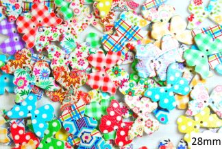 Wooden Printed Buttons (Butterflies Type 3, 28mm)