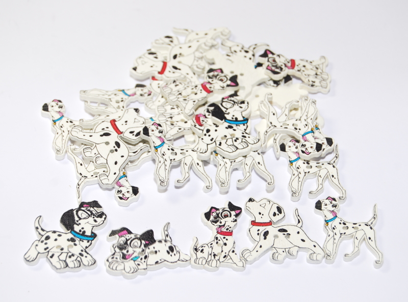 Childrens Character Printed Wooden Buttons (Dalmation Type 1 - 31mm)