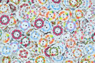 Wooden Printed Buttons (Flowers Type 2, 20mm)