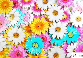 Wooden Printed Buttons (Flowers Type 1, 34mm)