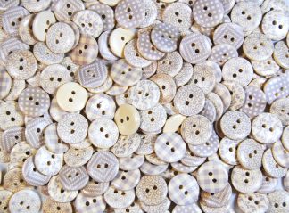 Printed Wooden Buttons - 15mm Grey Multi Patterned