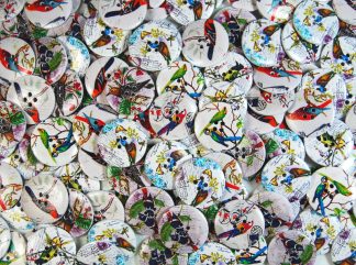 30mm Wooden Buttons - Mixed Birds