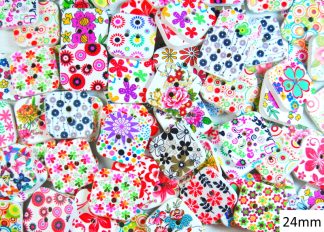 Wooden Printed Buttons (Squares Type 1, 24mm)