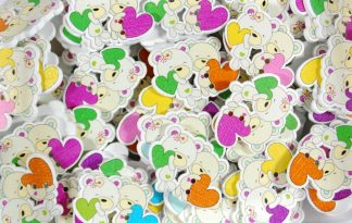Childrens Character Printed Wooden Buttons  (Teddy Bear Type 1 - 30mm)