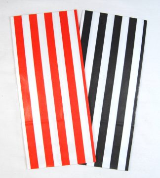 Pick N Mix Black & Red Stripes Paper Sweet Party Bags - 11cm x 24cm
