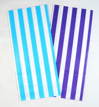 Pick N Mix Blue & Purple Stripes Paper Sweet Party Bags -11cm x 24cm
