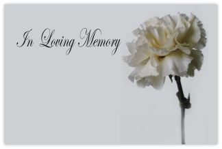 In Loving Memory (White Carnation) - 60mm x 90mm Florist Cards
