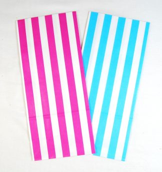 Pick N Mix Pink & Blue Stripes Paper Sweet Party Bags - 11cm x 24cm