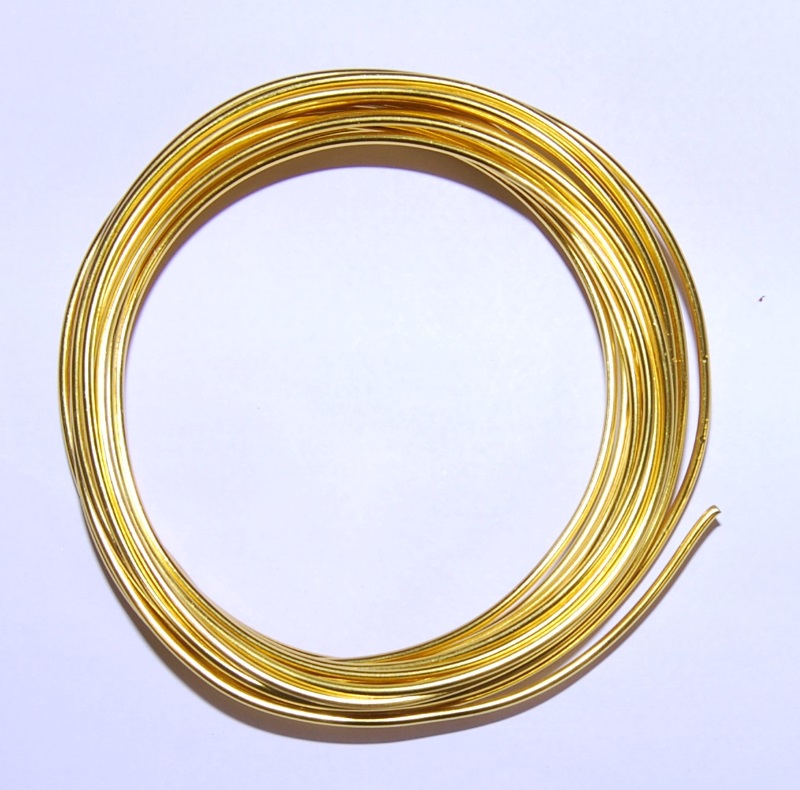Pack of 1 - Gold 2mm x 5m Aluminium Wire