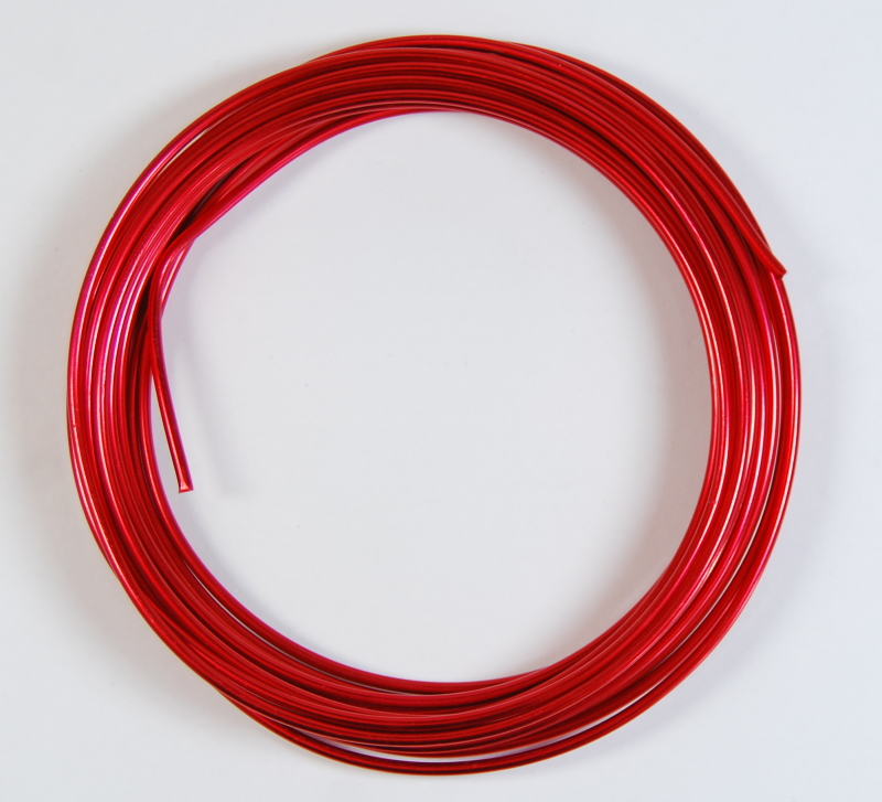 Pack of 1 - Red 2mm x 5m Aluminium Wire